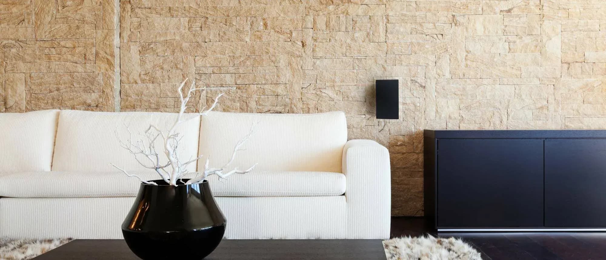 Waterfall Hurricane speakers discreetly installed in a refined living room